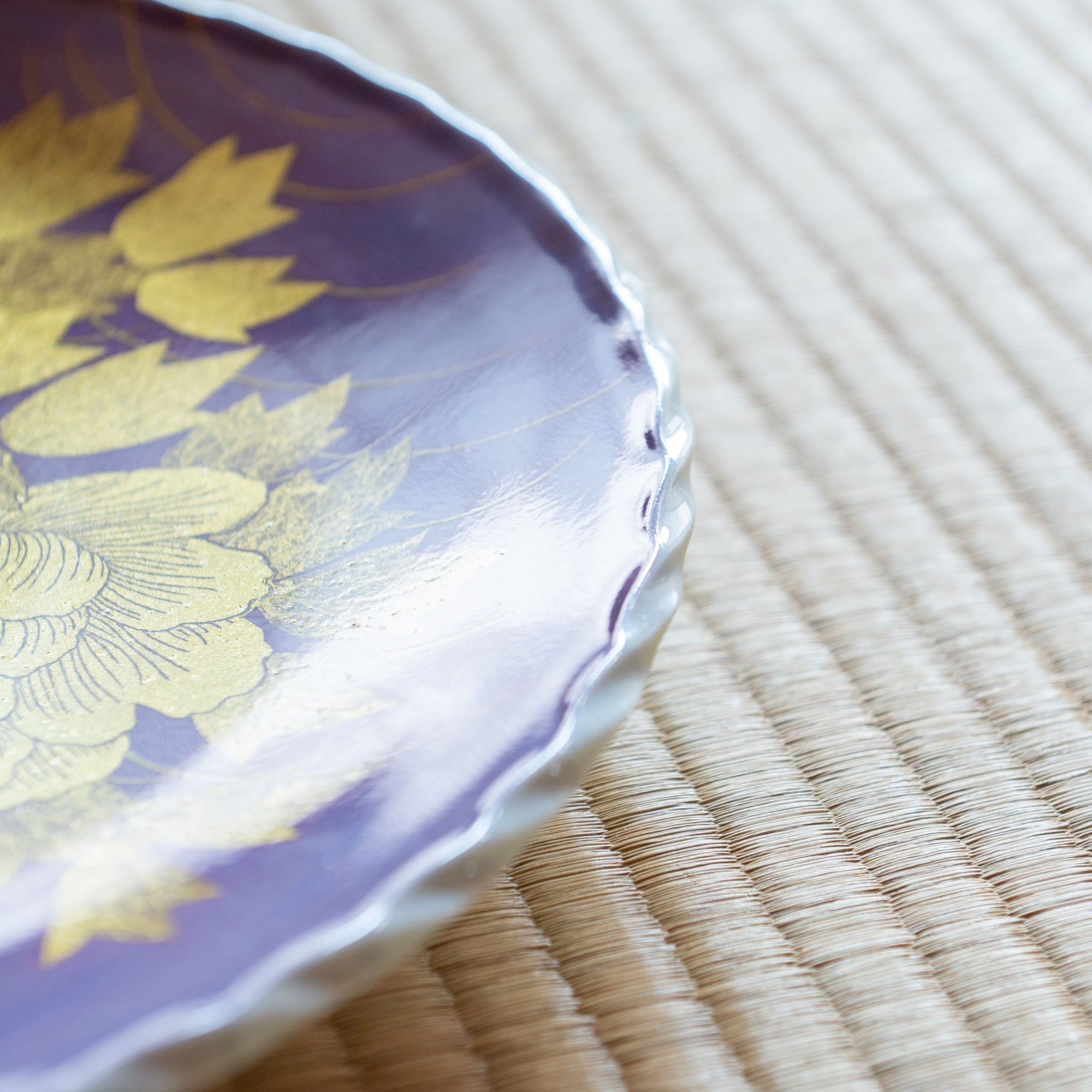 Peony and Bird Underglaze Gold Leaf Ornamental Plate - MUSUBI KILN - Quality Japanese Tableware and Gift