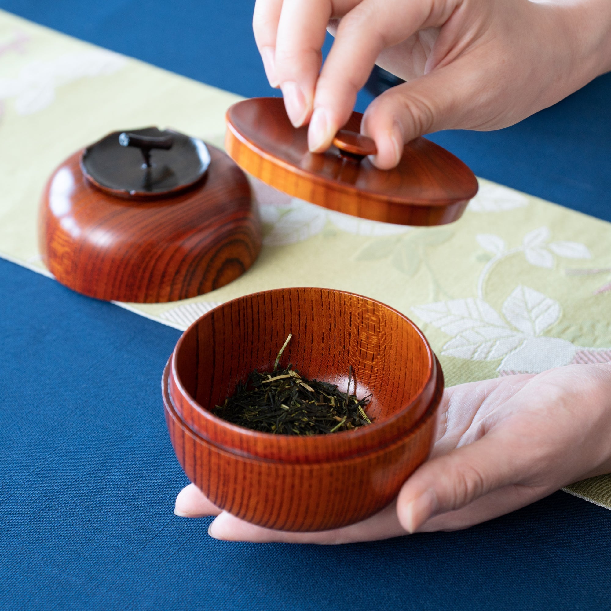 Persimmon Yamanaka Lacquerware Tea Canister - MUSUBI KILN - Quality Japanese Tableware and Gift