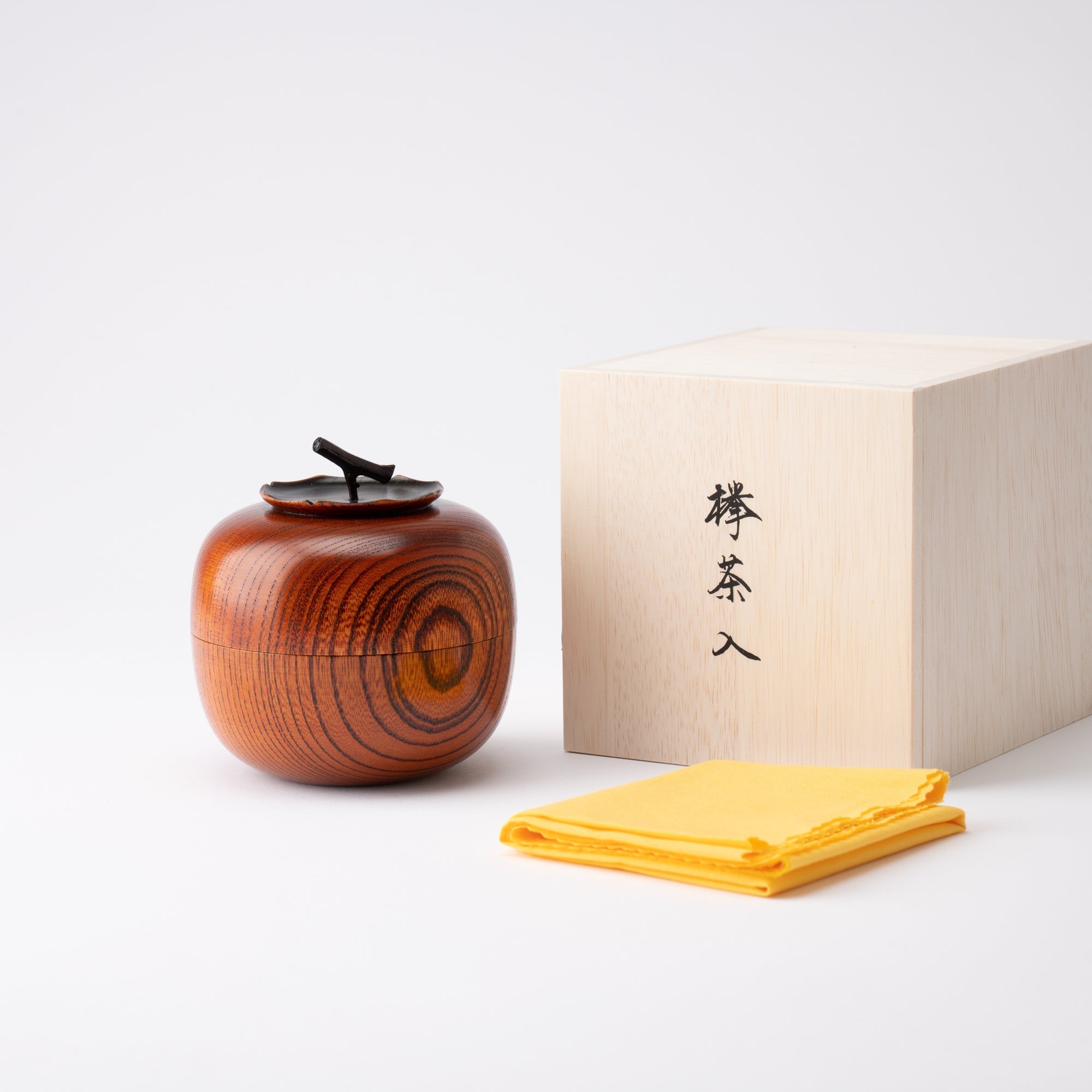 Persimmon Yamanaka Lacquerware Tea Canister - MUSUBI KILN - Quality Japanese Tableware and Gift