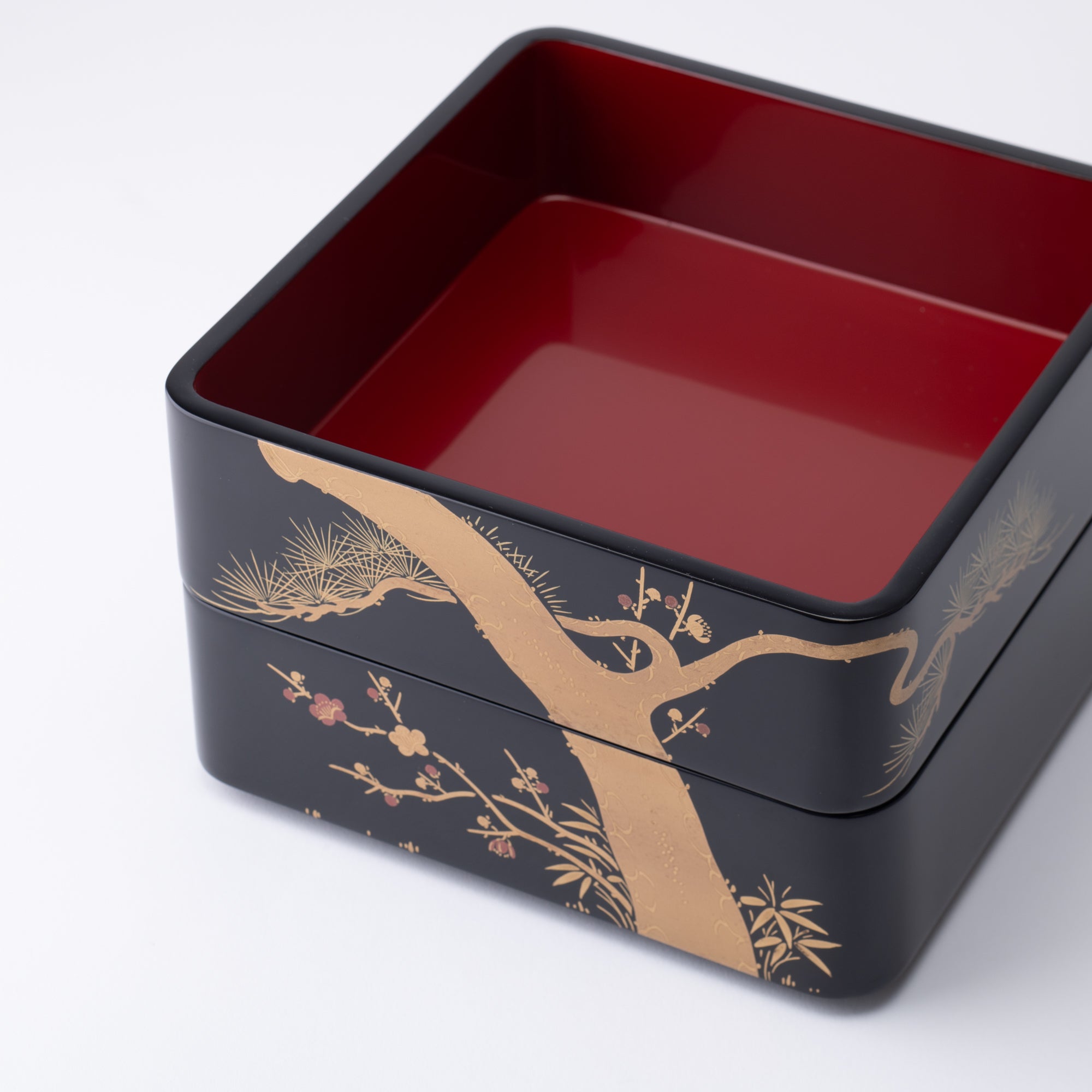 Pine Bamboo and Plum Echizen Lacquerware Three Tiers Jubako Bento Box - MUSUBI KILN - Quality Japanese Tableware and Gift