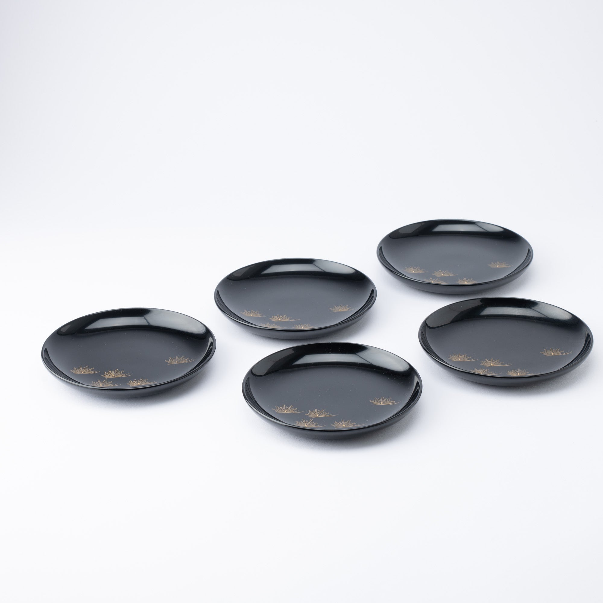 Pine Echizen Lacquerware Black Side Plate Set - MUSUBI KILN - Quality Japanese Tableware and Gift