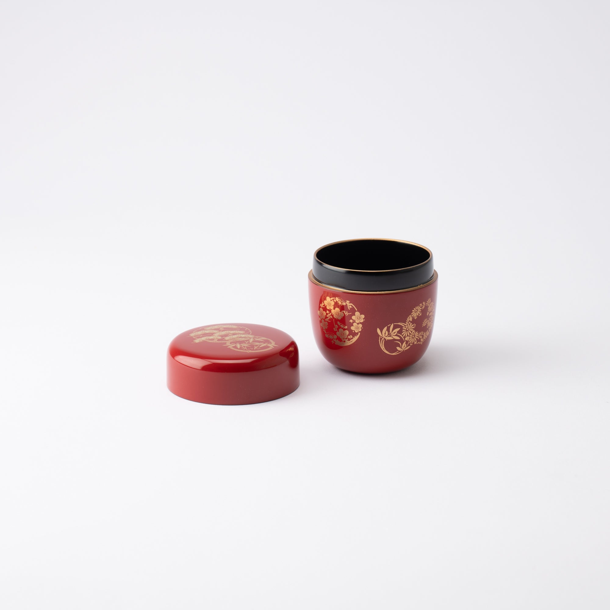 Pine Tree Bamboo Plum Yamanaka Lacquerware Natsume Matcha Container - MUSUBI KILN - Quality Japanese Tableware and Gift