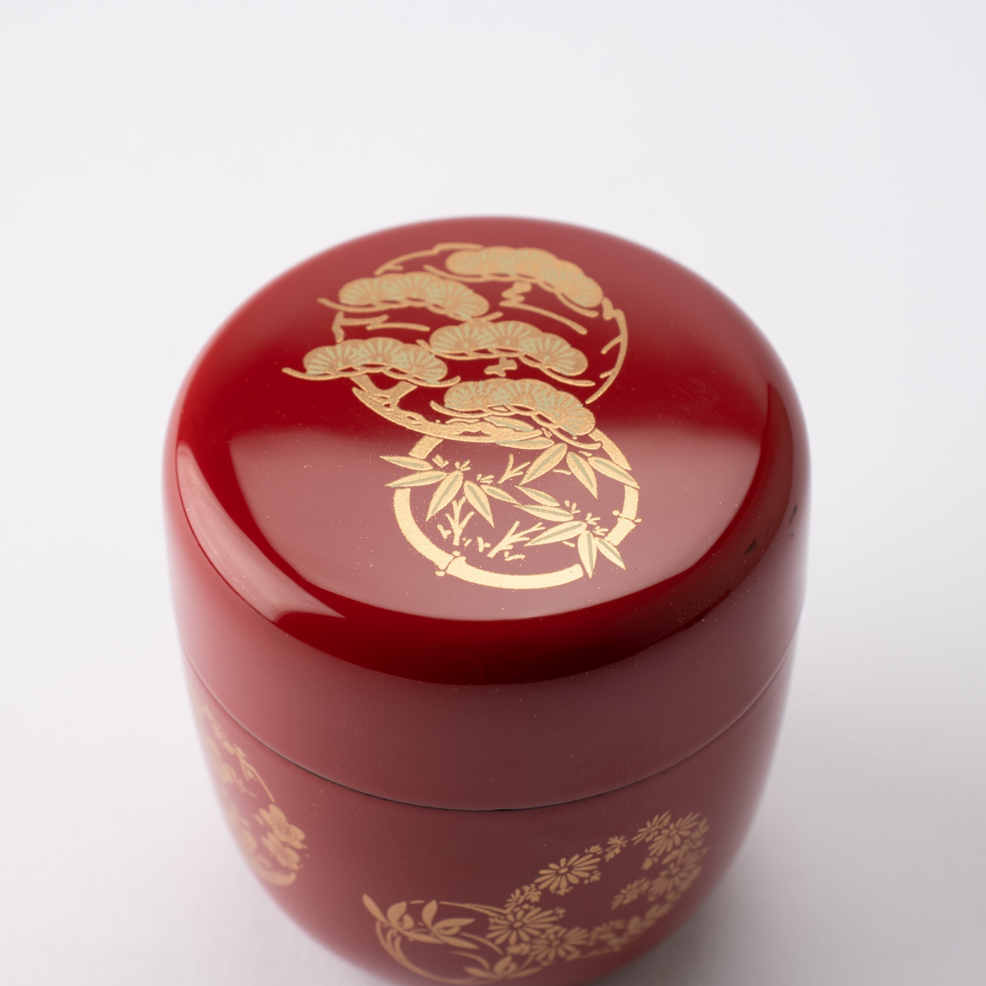 Pine Tree Bamboo Plum Yamanaka Lacquerware Natsume Matcha Container - MUSUBI KILN - Quality Japanese Tableware and Gift