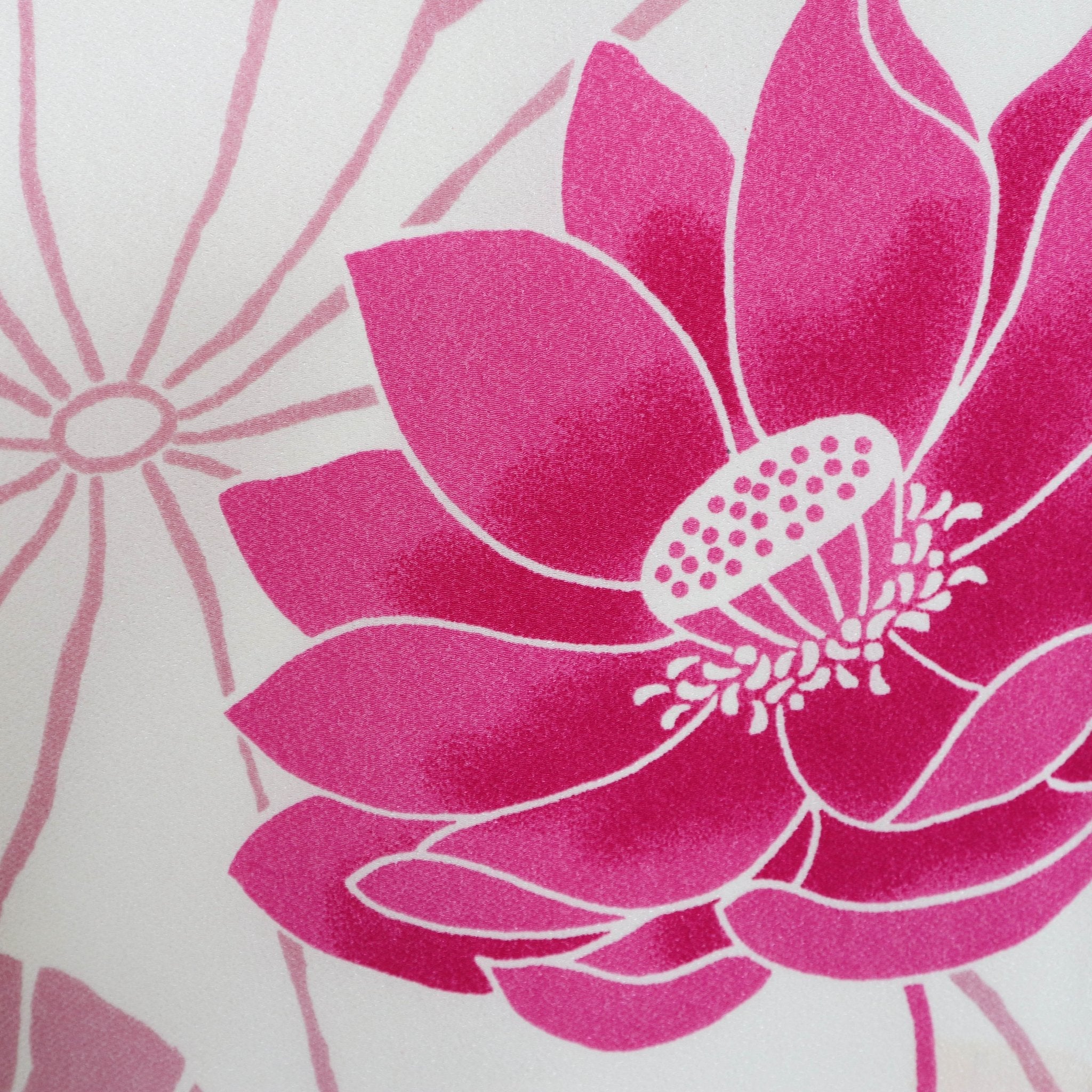 Pink Lotus Flower Rayon Chirimen Furoshiki Wrapping Cloth 28in - MUSUBI KILN - Quality Japanese Tableware and Gift