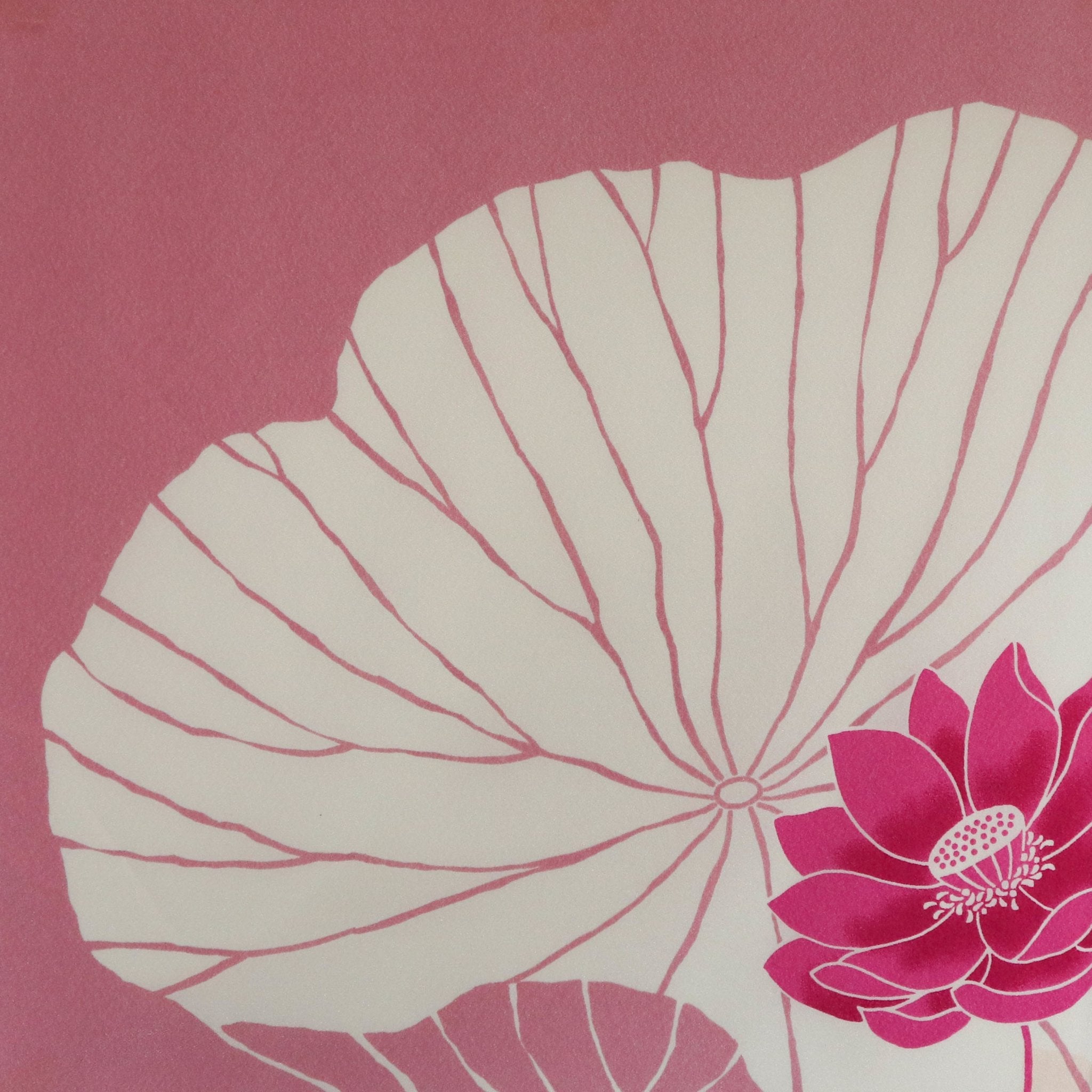 Pink Lotus Flower Rayon Chirimen Furoshiki Wrapping Cloth 28in - MUSUBI KILN - Quality Japanese Tableware and Gift