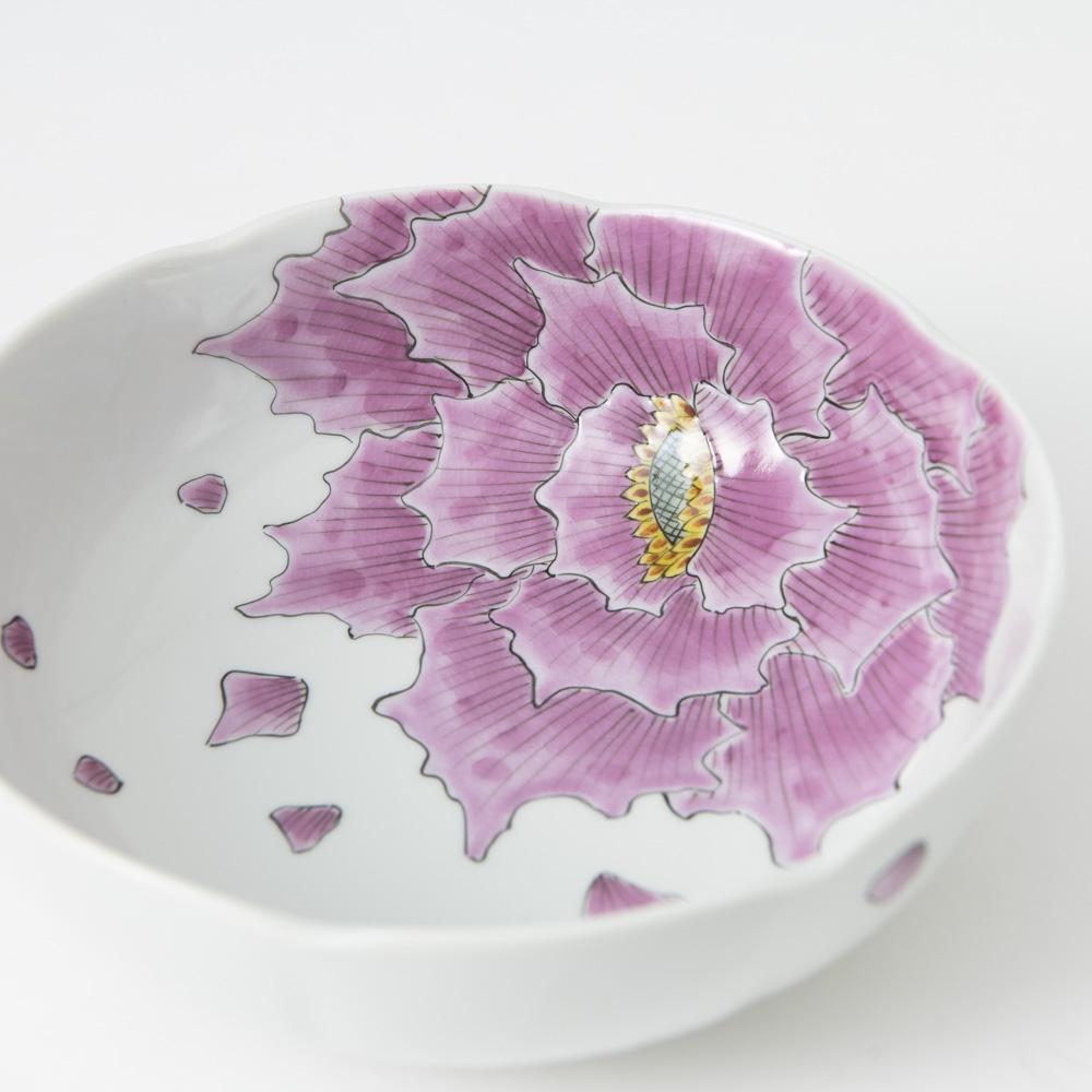 Pink Peony Kutani Japanese Bowl - MUSUBI KILN - Quality Japanese Tableware and Gift