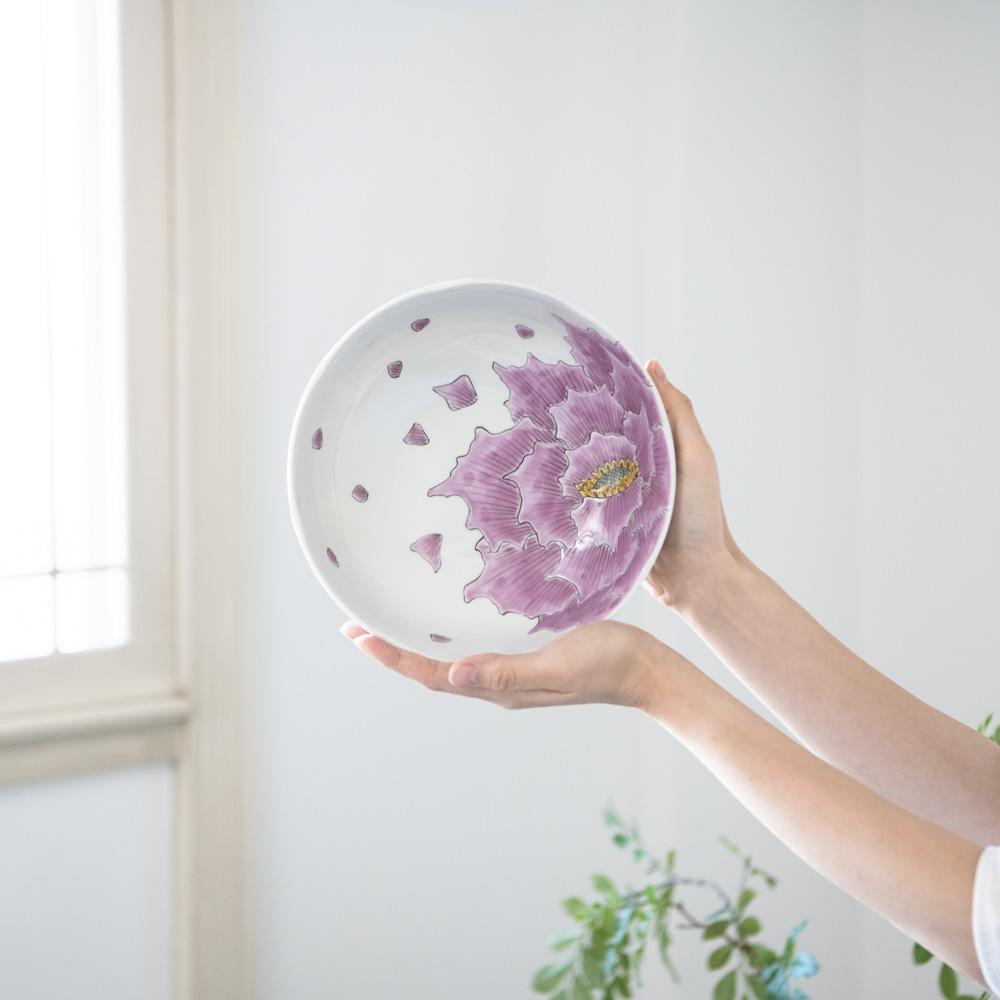 Pink Peony Kutani Japanese Bowl - MUSUBI KILN - Quality Japanese Tableware and Gift