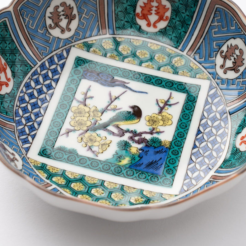 Plum and Birds Kutani Japanese Bowl - MUSUBI KILN - Quality Japanese Tableware and Gift