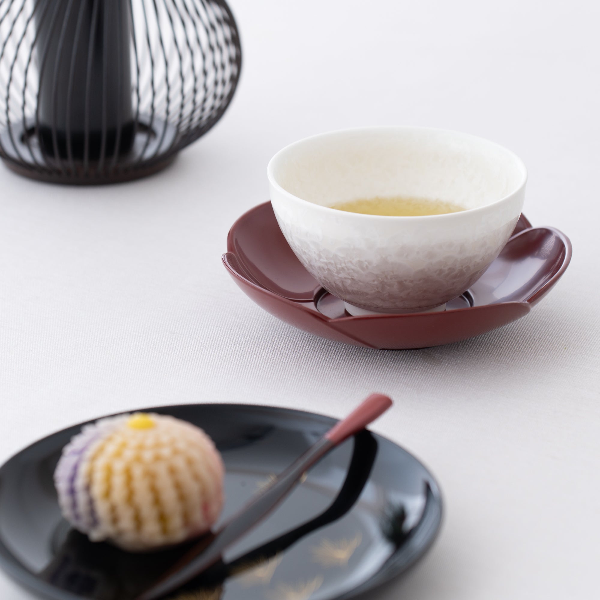 Plum Blossom Echizen Lacquerware Red Teacup Coaster Set - MUSUBI KILN - Quality Japanese Tableware and Gift