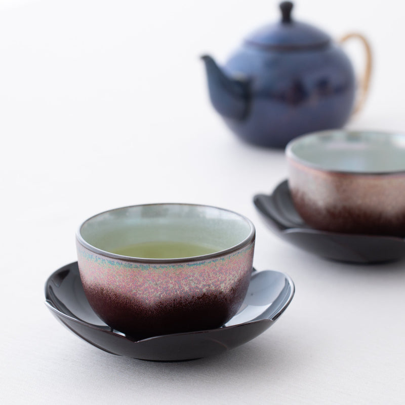 Plum Blossom Echizen Lacquerware Teacup Coaster Set - MUSUBI KILN - Quality Japanese Tableware and Gift