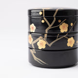 Plum Maki - e Yamanaka Lacquerware Small Three Tiered Box - MUSUBI KILN - Quality Japanese Tableware and Gift