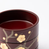 Plum Maki - e Yamanaka Lacquerware Small Three Tiered Box - MUSUBI KILN - Quality Japanese Tableware and Gift