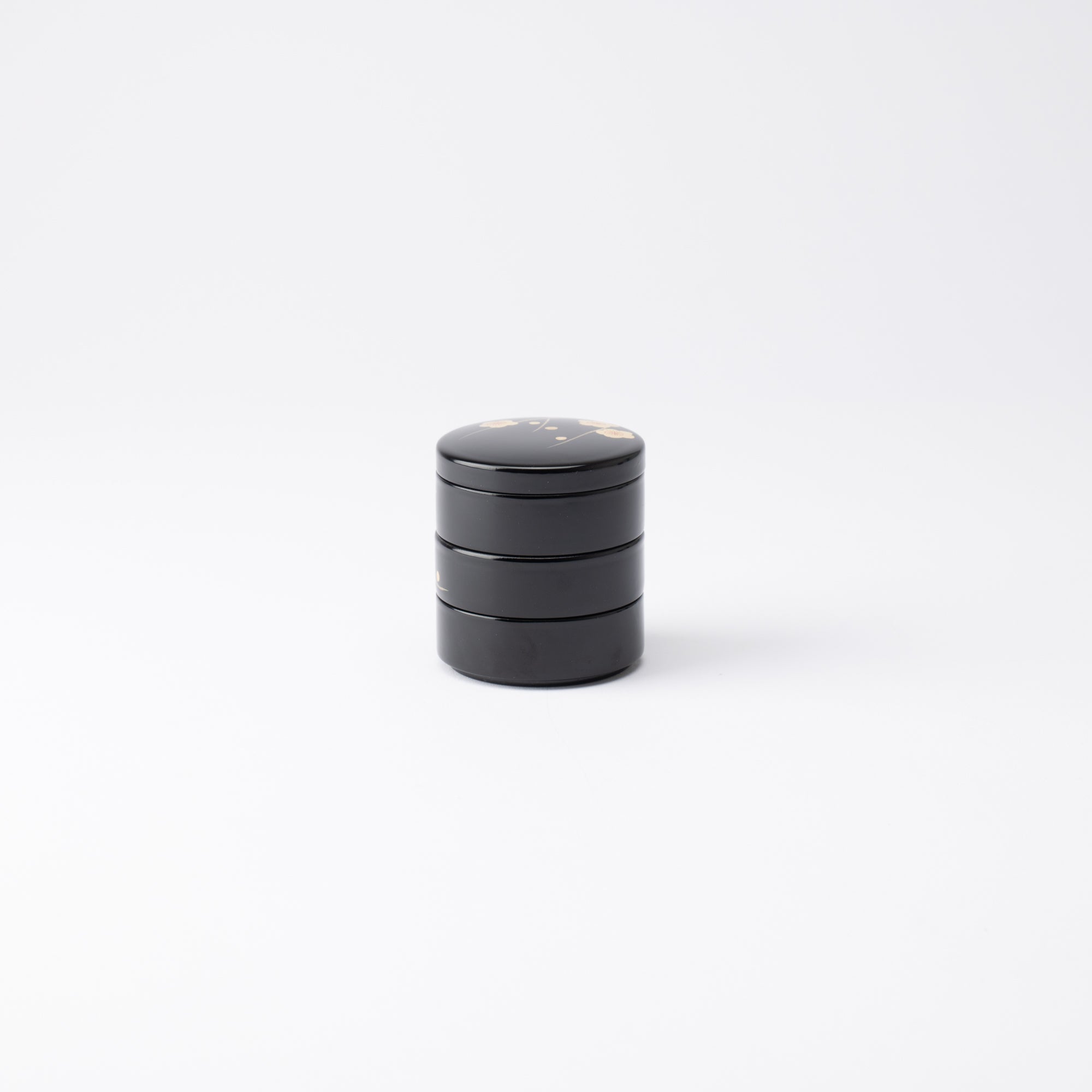 Plum Maki - e Yamanaka Lacquerware Small Three Tiered Box - MUSUBI KILN - Quality Japanese Tableware and Gift