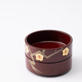 Plum Maki - e Yamanaka Lacquerware Small Three Tiered Box - MUSUBI KILN - Quality Japanese Tableware and Gift