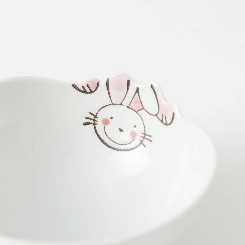 Rabbit Hasami Wave Japanese Rice Bowl S - MUSUBI KILN - Quality Japanese Tableware and Gift