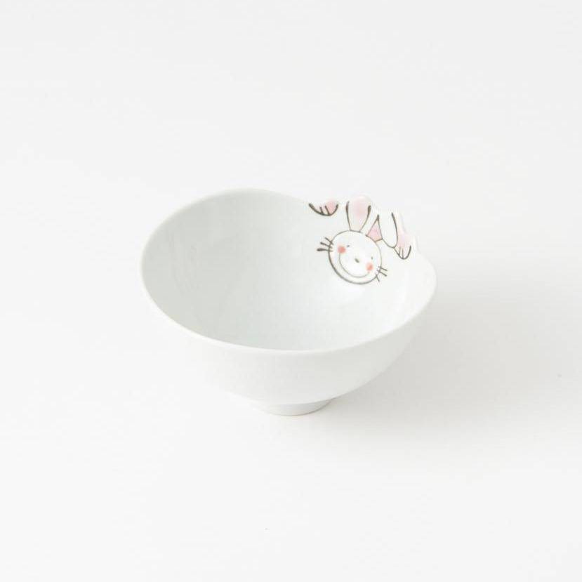 Rabbit Hasami Wave Japanese Rice Bowl S - MUSUBI KILN - Quality Japanese Tableware and Gift