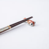 Red and Black Pop - Eyed Goldfish Kyo Ware Chopstick Rest Set - MUSUBI KILN - Quality Japanese Tableware and Gift