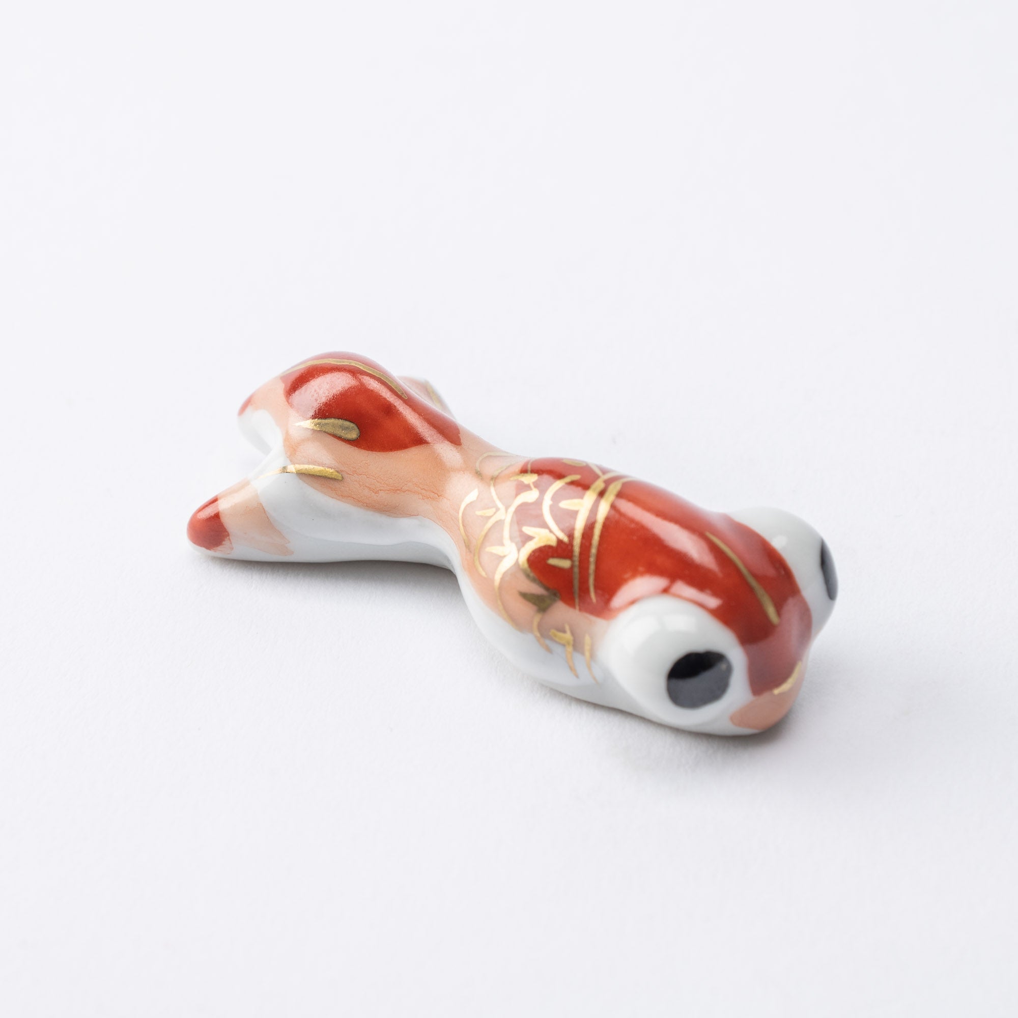 Red and Black Pop - Eyed Goldfish Kyo Ware Chopstick Rest Set - MUSUBI KILN - Quality Japanese Tableware and Gift