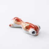 Red and Black Pop - Eyed Goldfish Kyo Ware Chopstick Rest Set - MUSUBI KILN - Quality Japanese Tableware and Gift