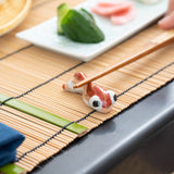 Red and Black Pop - Eyed Goldfish Kyo Ware Chopstick Rest Set - MUSUBI KILN - Quality Japanese Tableware and Gift