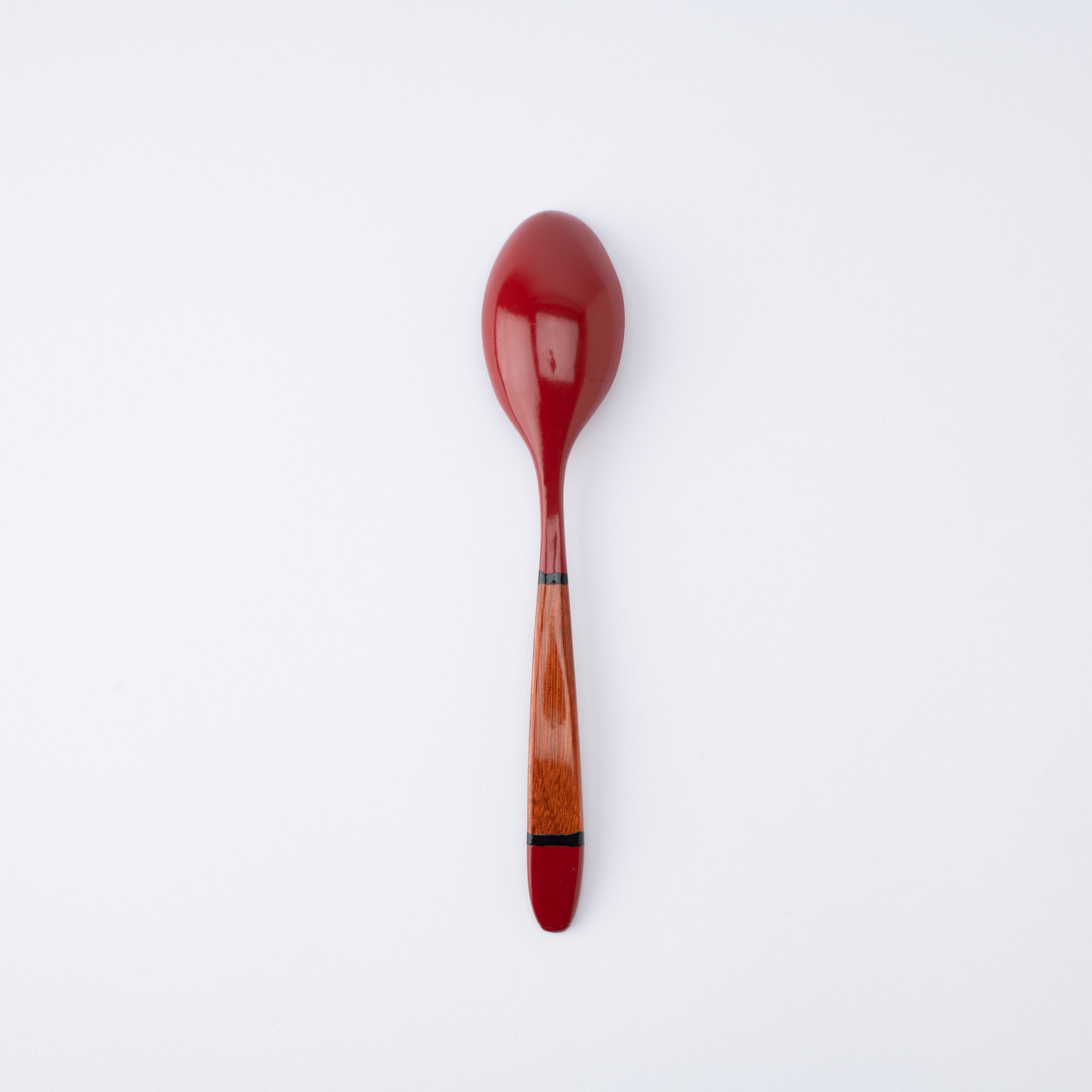 Red and Wood Grain Echizen Lacquerware Spoon - MUSUBI KILN - Quality Japanese Tableware and Gift