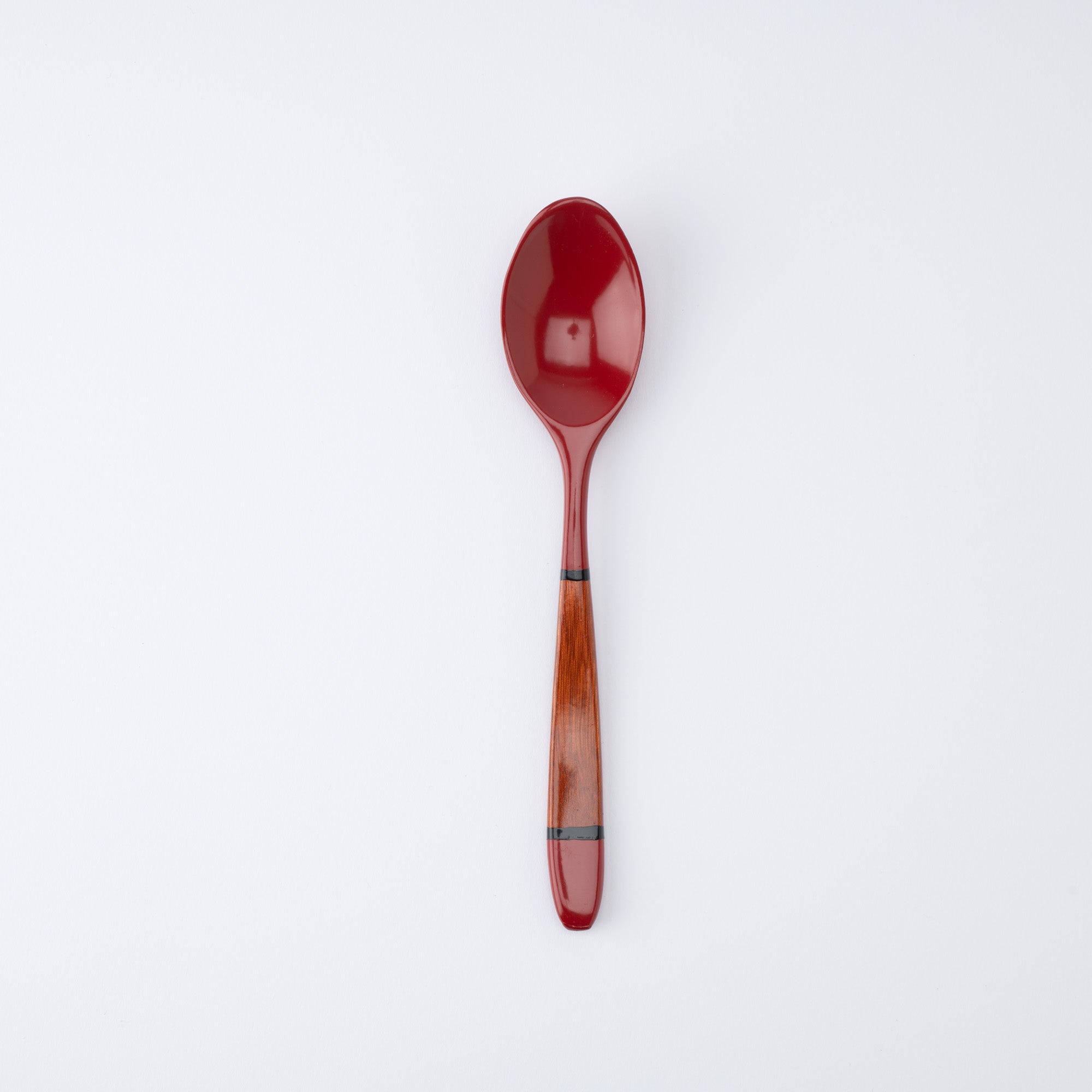 Red and Wood Grain Echizen Lacquerware Spoon - MUSUBI KILN - Quality Japanese Tableware and Gift