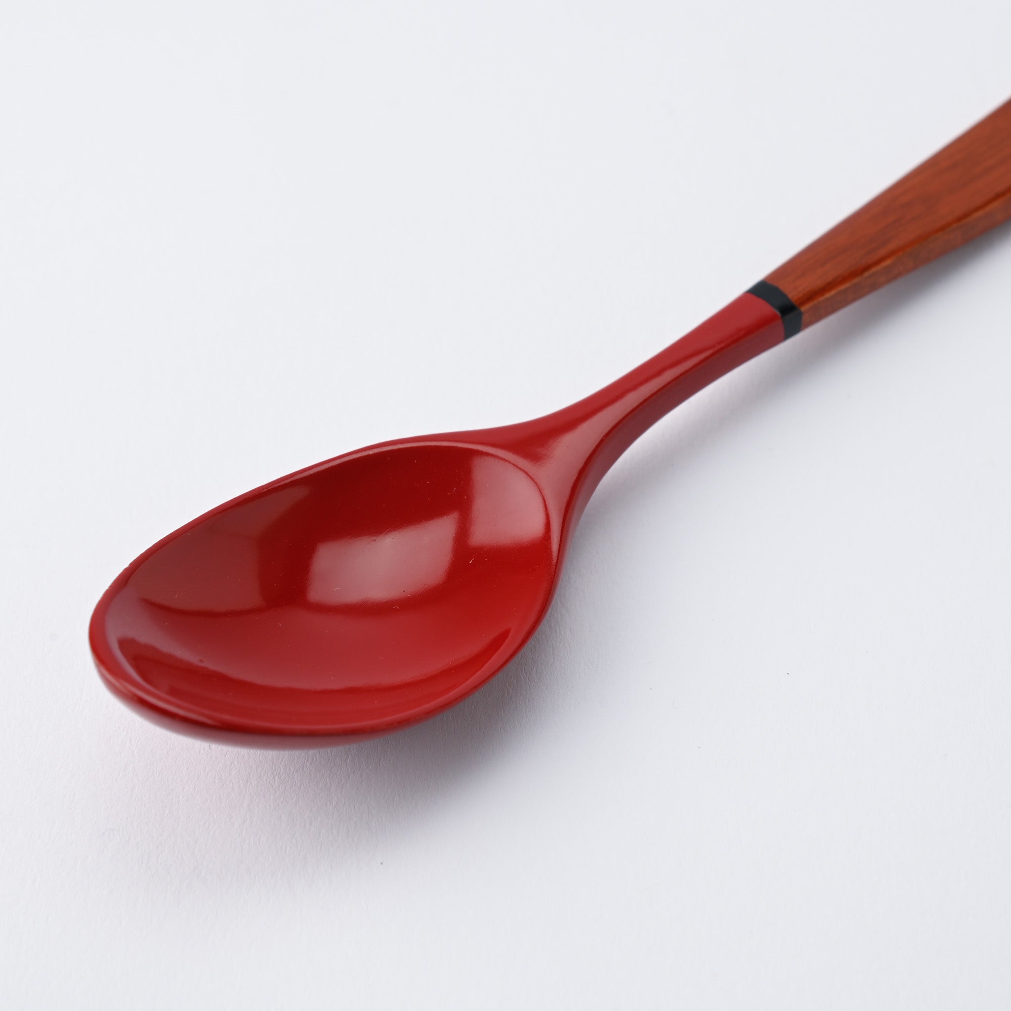 Red and Wood Grain Echizen Lacquerware Spoon - MUSUBI KILN - Quality Japanese Tableware and Gift