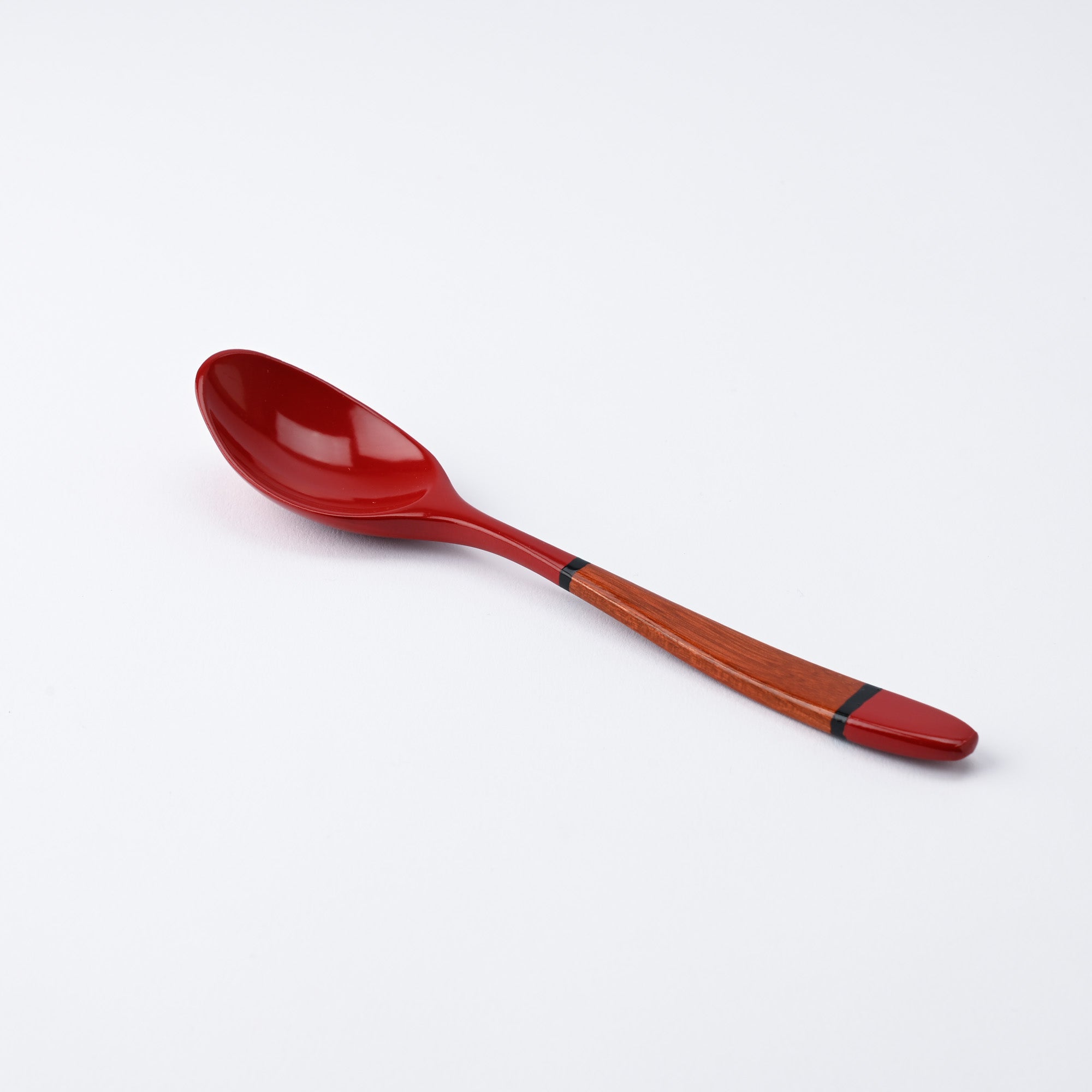 Red and Wood Grain Echizen Lacquerware Spoon - MUSUBI KILN - Quality Japanese Tableware and Gift