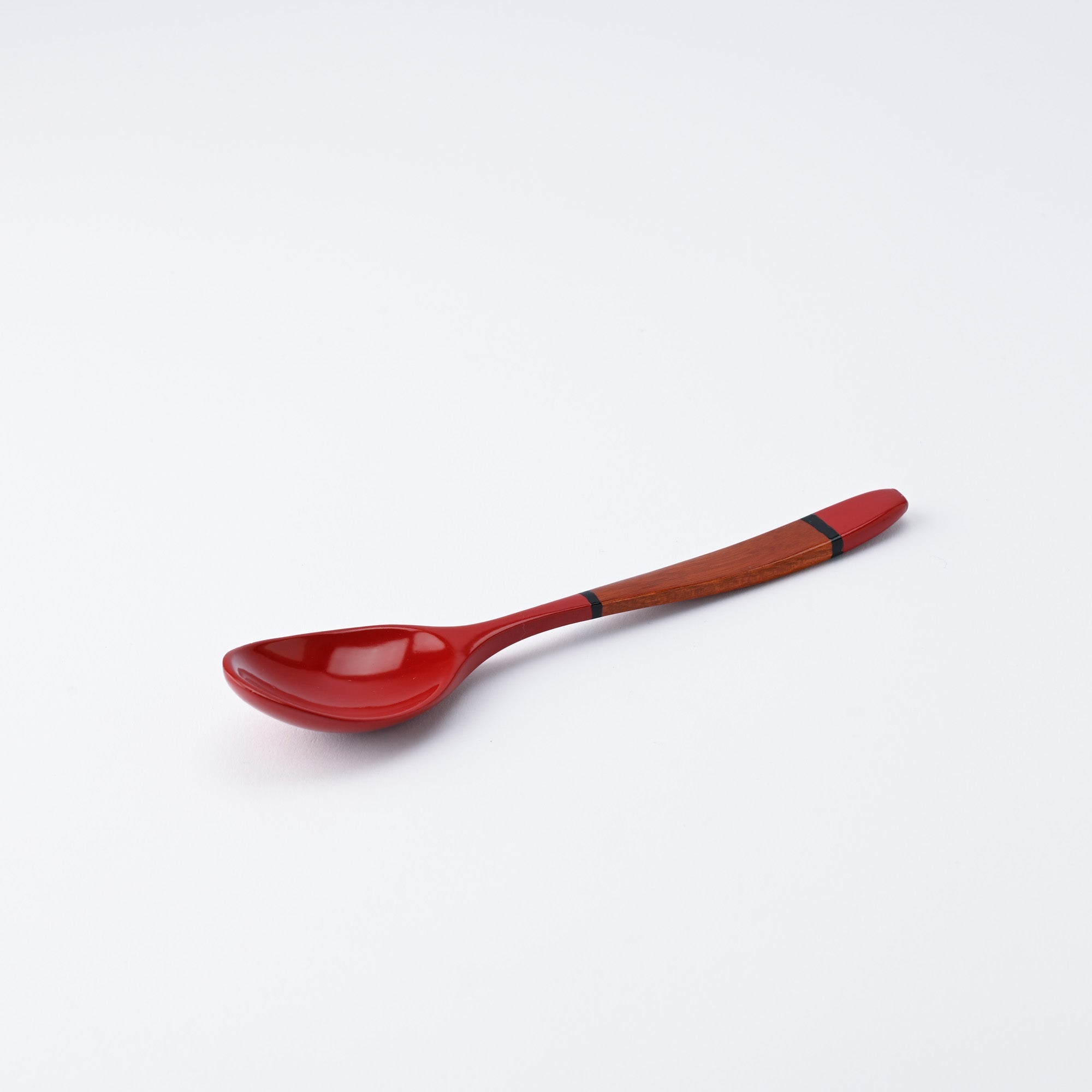 Red and Wood Grain Echizen Lacquerware Spoon - MUSUBI KILN - Quality Japanese Tableware and Gift