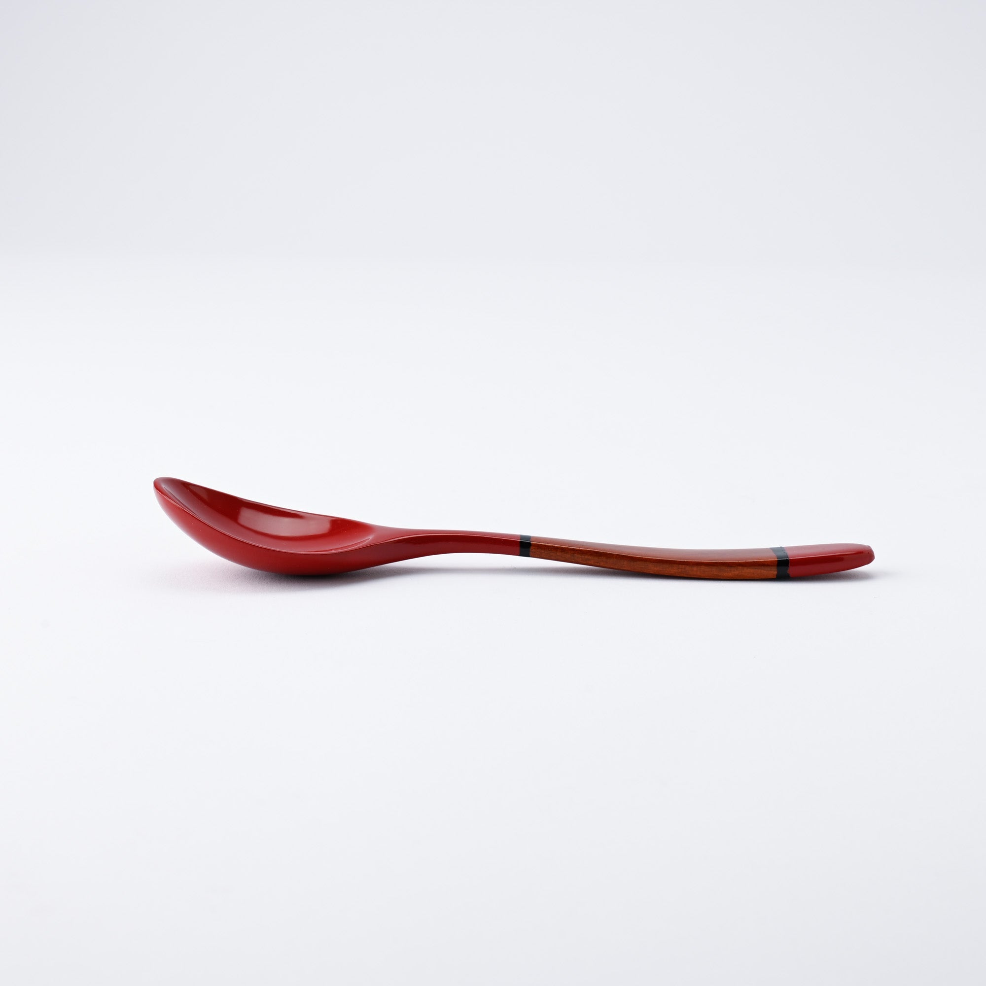 Red and Wood Grain Echizen Lacquerware Spoon - MUSUBI KILN - Quality Japanese Tableware and Gift