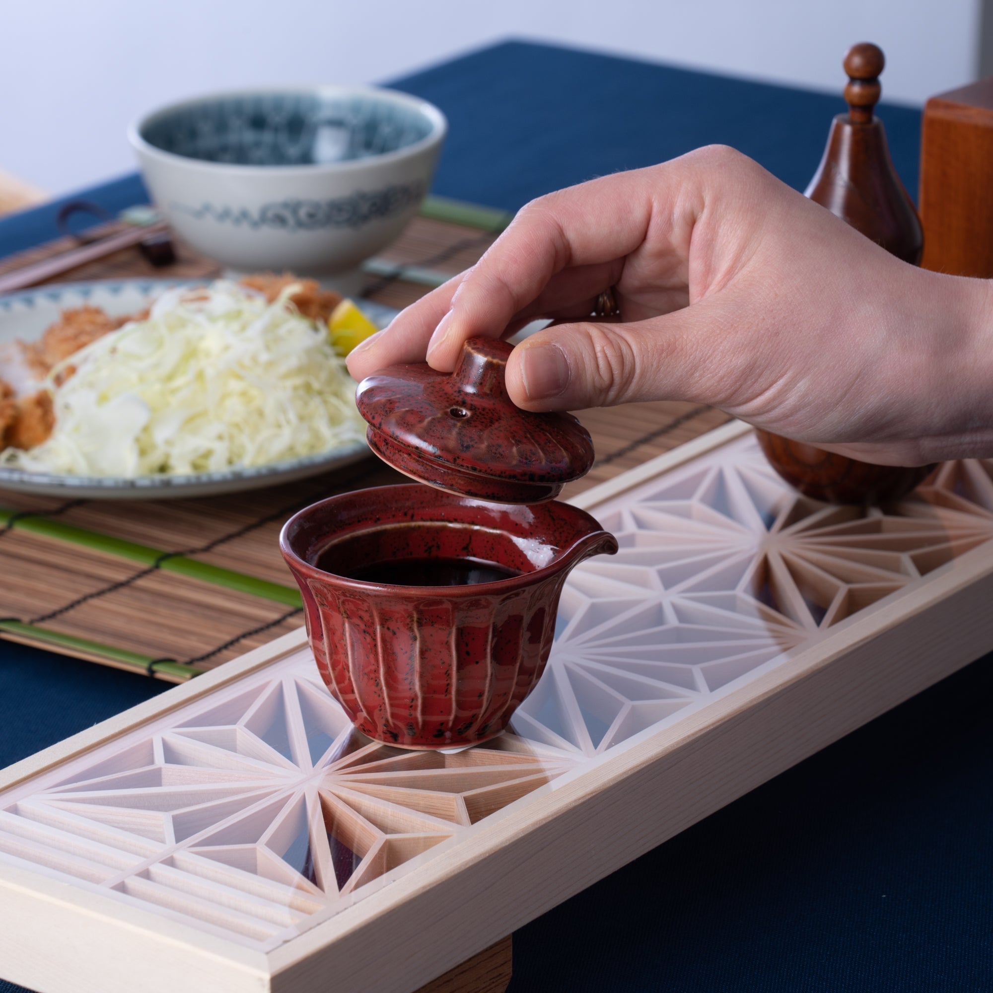 Red Glaze Mino Ware Sauce Container with Lid - MUSUBI KILN - Quality Japanese Tableware and Gift