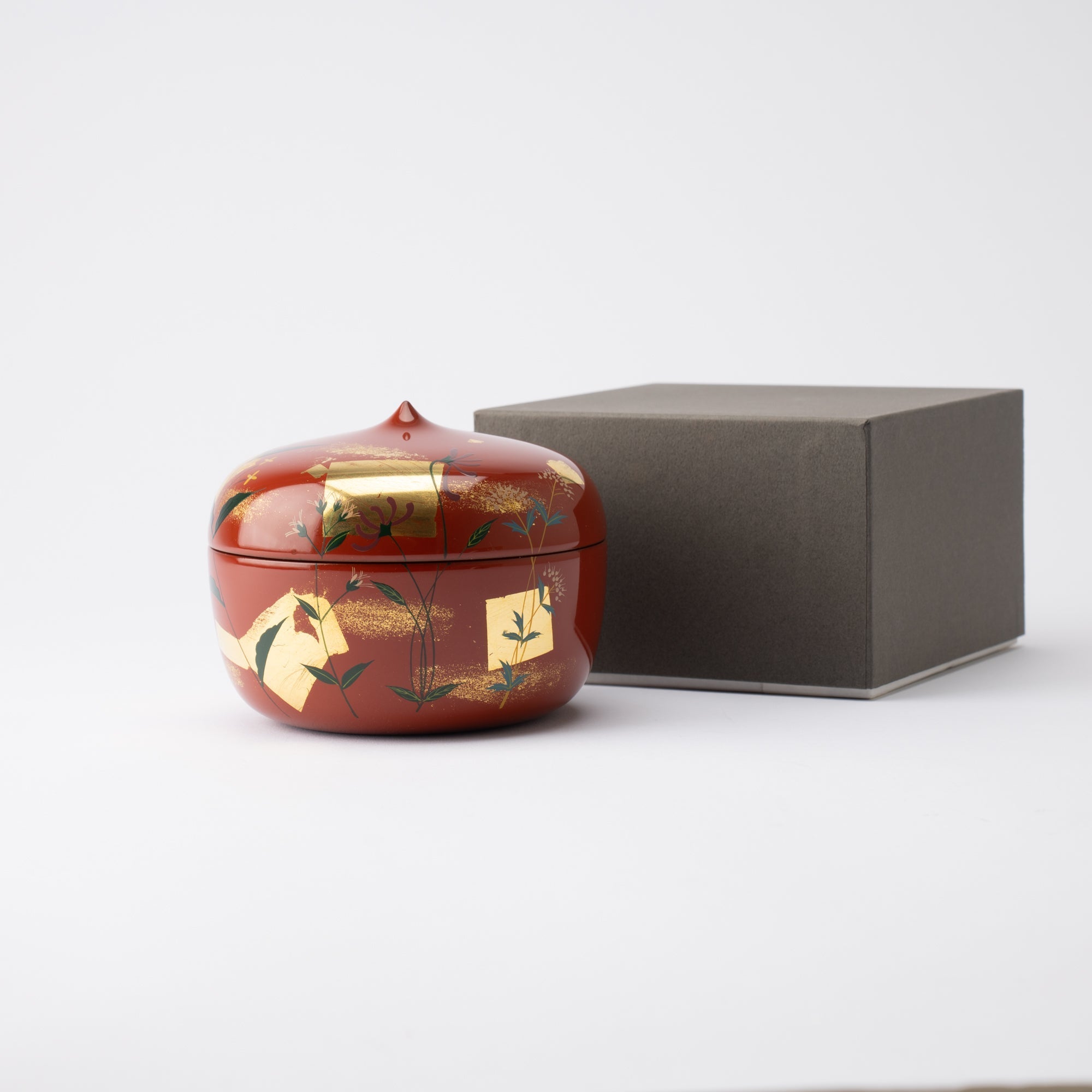 Red Spring Flowers Yamanaka Lacquerware Candy Box - MUSUBI KILN - Quality Japanese Tableware and Gift