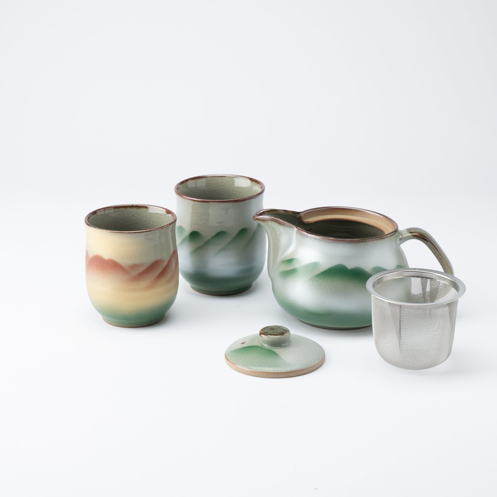 Renzan Kutani Japanese Teapot Set - MUSUBI KILN - Quality Japanese Tableware and Gift