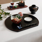 Reversible Half Moon Yamanaka Lacquerware Tray - MUSUBI KILN - Quality Japanese Tableware and Gift