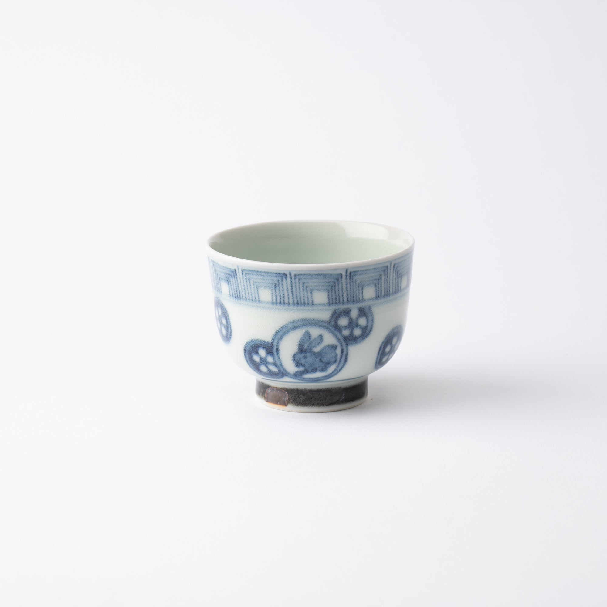 Ri Sanpei Rabbit And Circle Pattern Arita Japanese Teacup - MUSUBI KILN - Quality Japanese Tableware and Gift