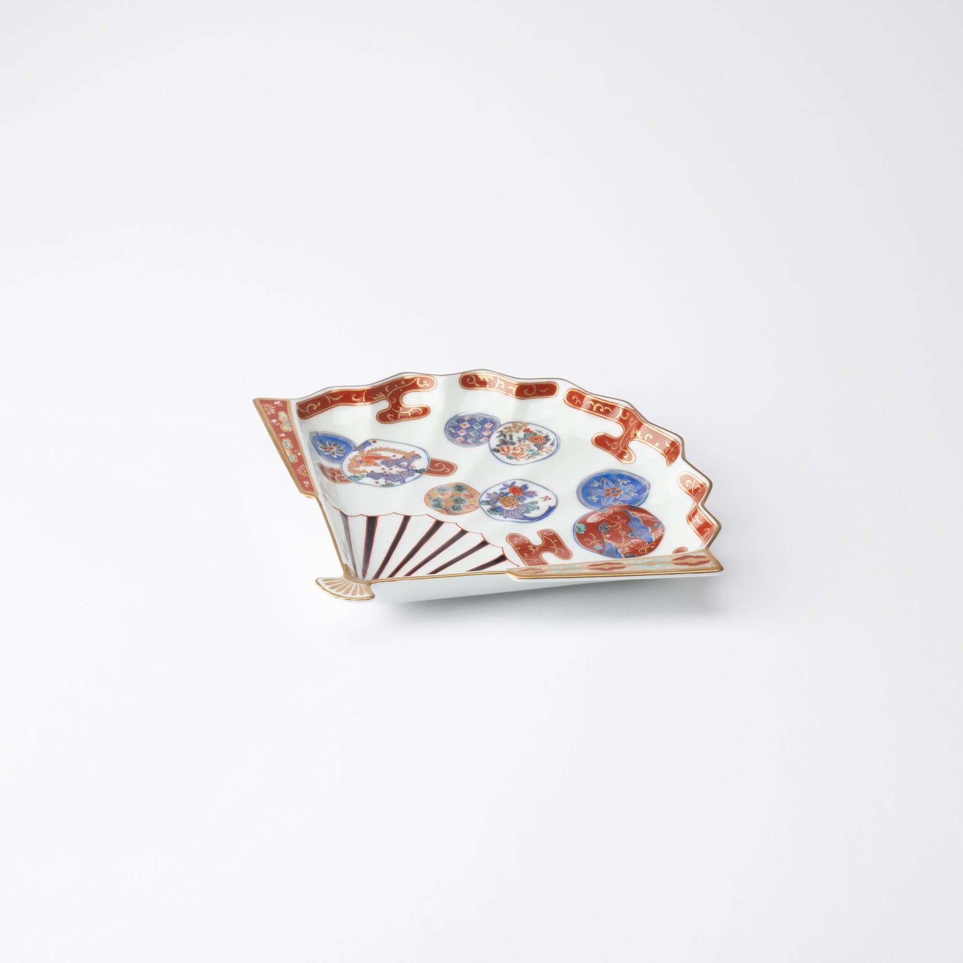 Old Imari Akadami Phoenix Fan-shaped Dinner Plate