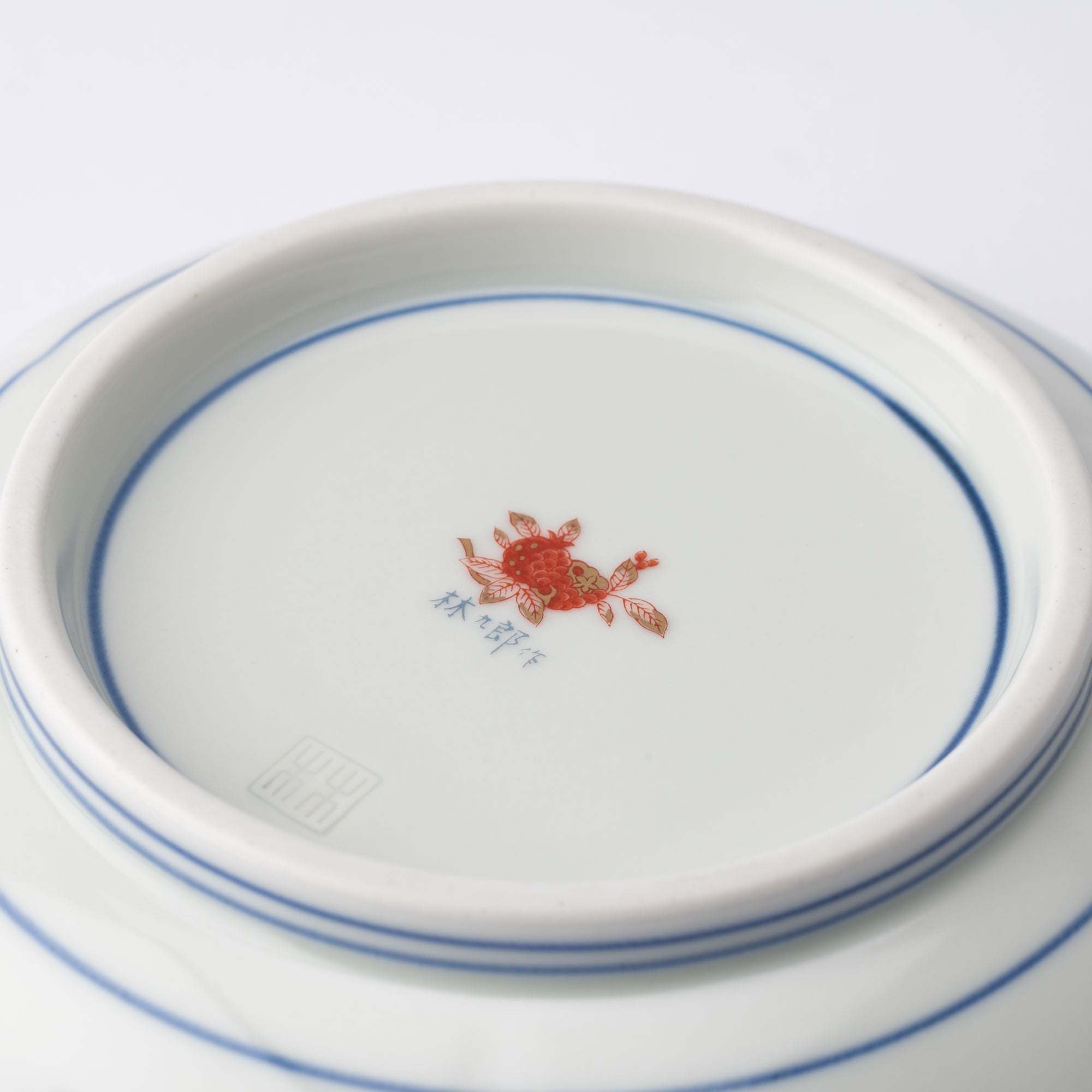 Rinkuro Kiln Old Imari Akadami Plants Mokko - shaped Small Bowl - MUSUBI KILN - Quality Japanese Tableware and Gift