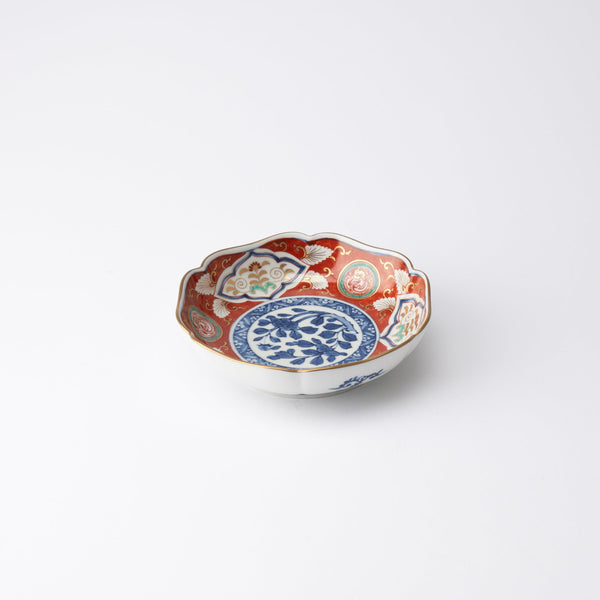 Rinkuro Kiln Old Imari Akadami Plants Mokko - shaped Small Bowl - MUSUBI KILN - Quality Japanese Tableware and Gift