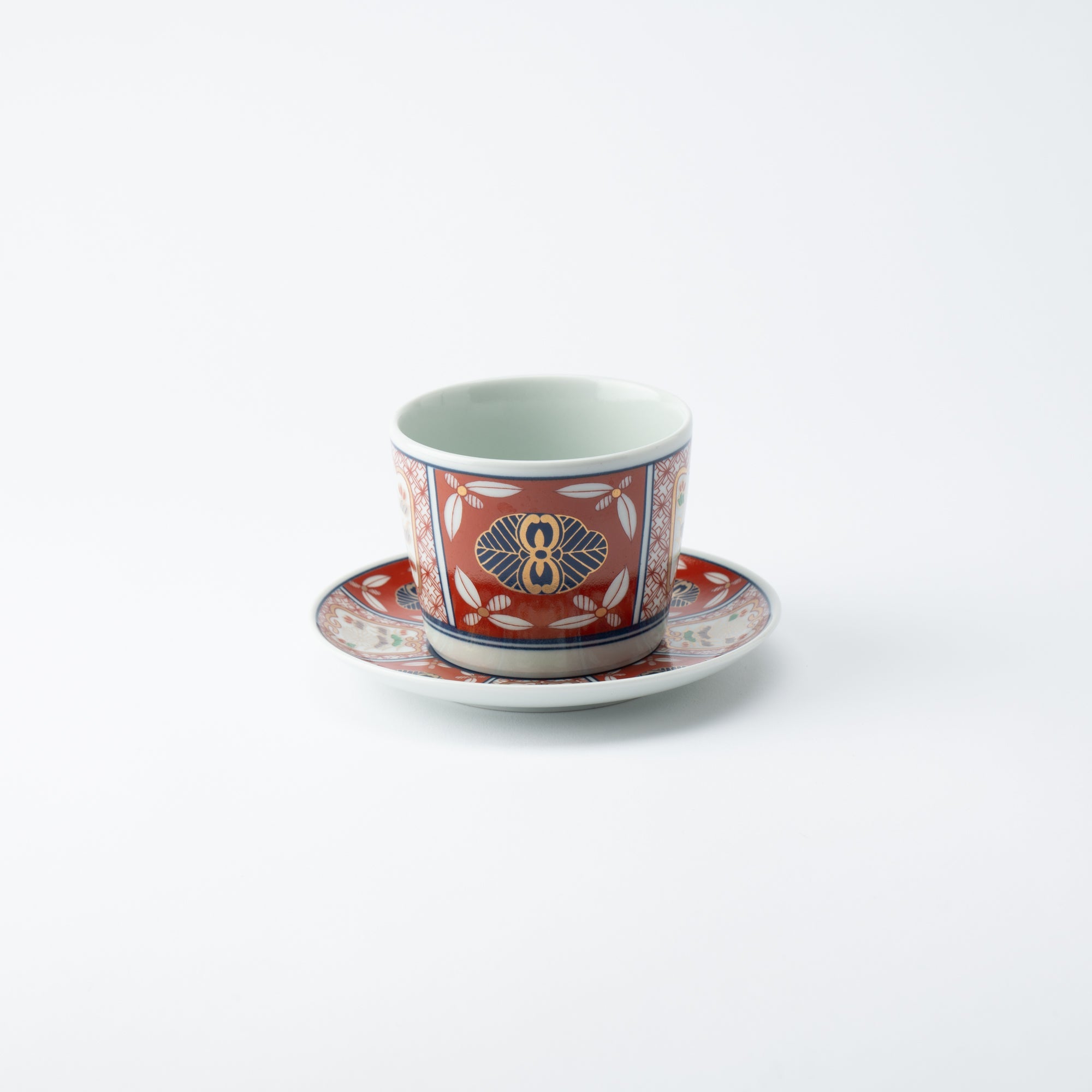 Rinkuro Kiln Old Imari Chrysanthemum Hasami Soba Choko Cup and Saucer - MUSUBI KILN - Quality Japanese Tableware and Gift