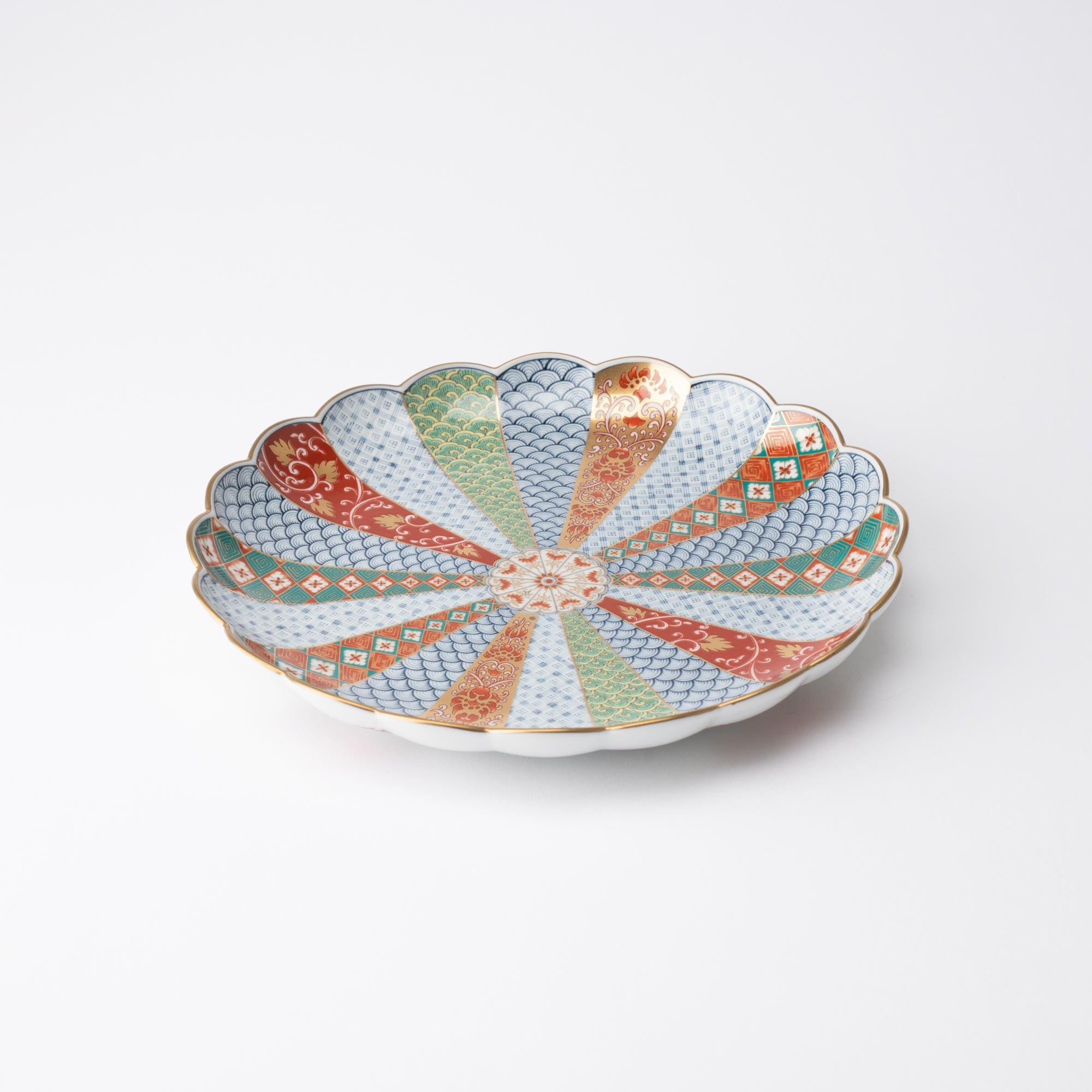 Rinkuro Kiln Old Imari Chrysanthemum Round Plate 9.5in - MUSUBI KILN - Quality Japanese Tableware and Gift