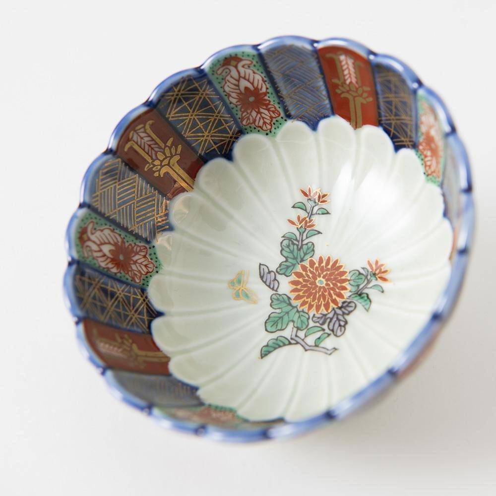 Rinkuro Kiln Old Imari Flower Hasami Kobachi Bowl B - MUSUBI KILN - Quality Japanese Tableware and Gift