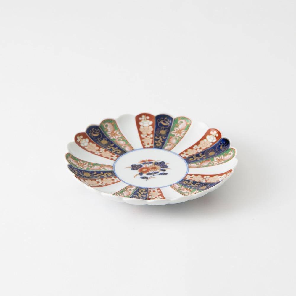 Rinkuro Kiln Old Imari Flower Hasami Round Plate - MUSUBI KILN - Quality Japanese Tableware and Gift