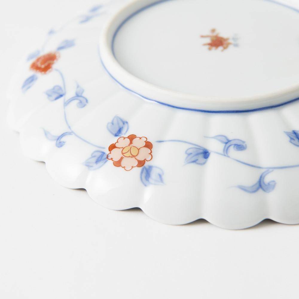 Rinkuro Kiln Old Imari Flower Hasami Round Plate - MUSUBI KILN - Quality Japanese Tableware and Gift