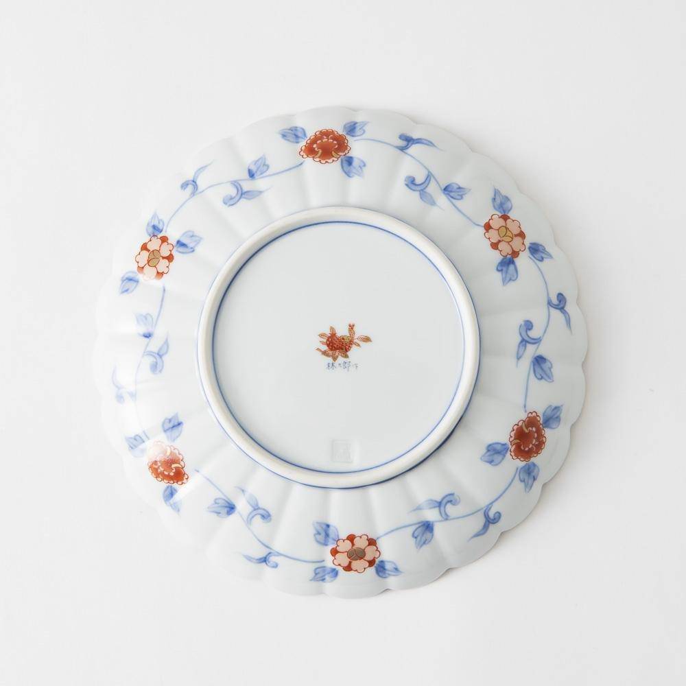 Rinkuro Kiln Old Imari Flower Hasami Round Plate - MUSUBI KILN - Quality Japanese Tableware and Gift