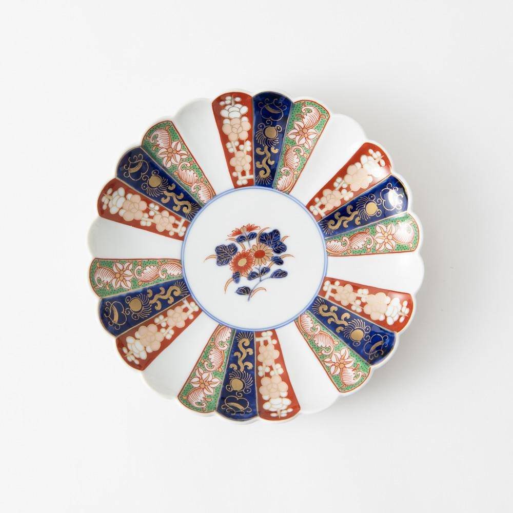 Rinkuro Kiln Old Imari Flower Hasami Round Plate - MUSUBI KILN - Quality Japanese Tableware and Gift