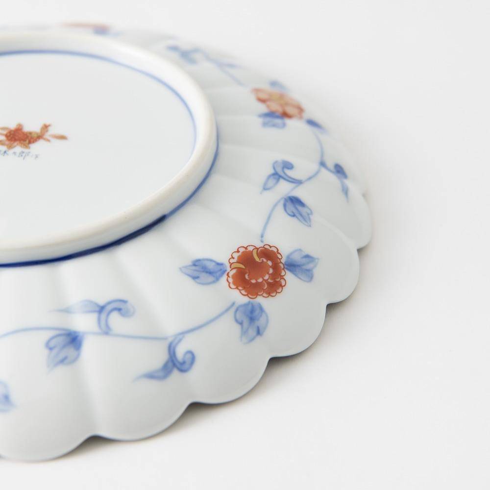 Rinkuro Kiln Old Imari Flower Hasami Round Plate - MUSUBI KILN - Quality Japanese Tableware and Gift