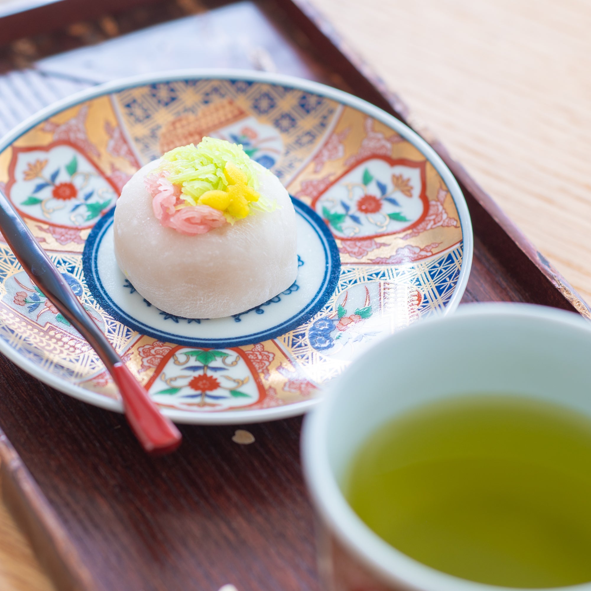 Rinkuro Kiln Old Imari Flowers in Window Hasami Soba Choko Cup and Saucer - MUSUBI KILN - Quality Japanese Tableware and Gift