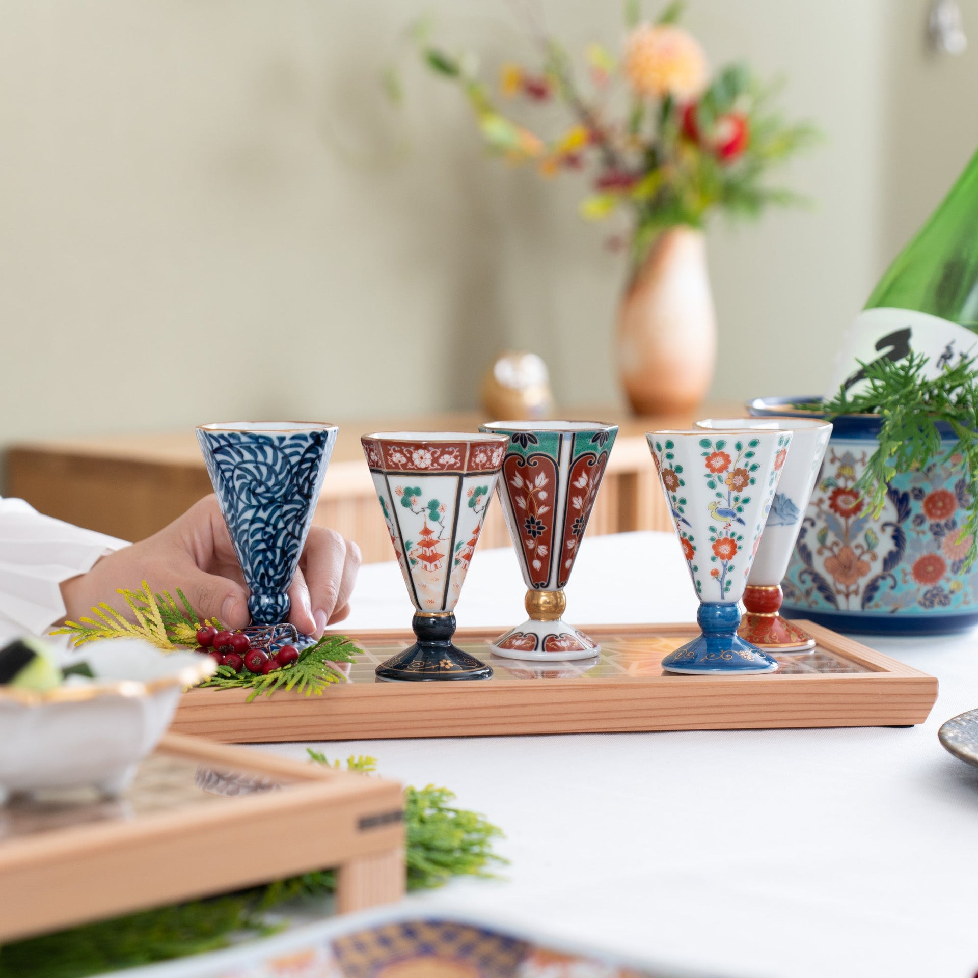 Old Imari Ochoko Sake Cup Set