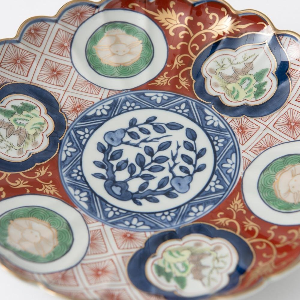 Rinkuro Kiln Old Imari Red Sansui Plate - MUSUBI KILN - Quality Japanese Tableware and Gift