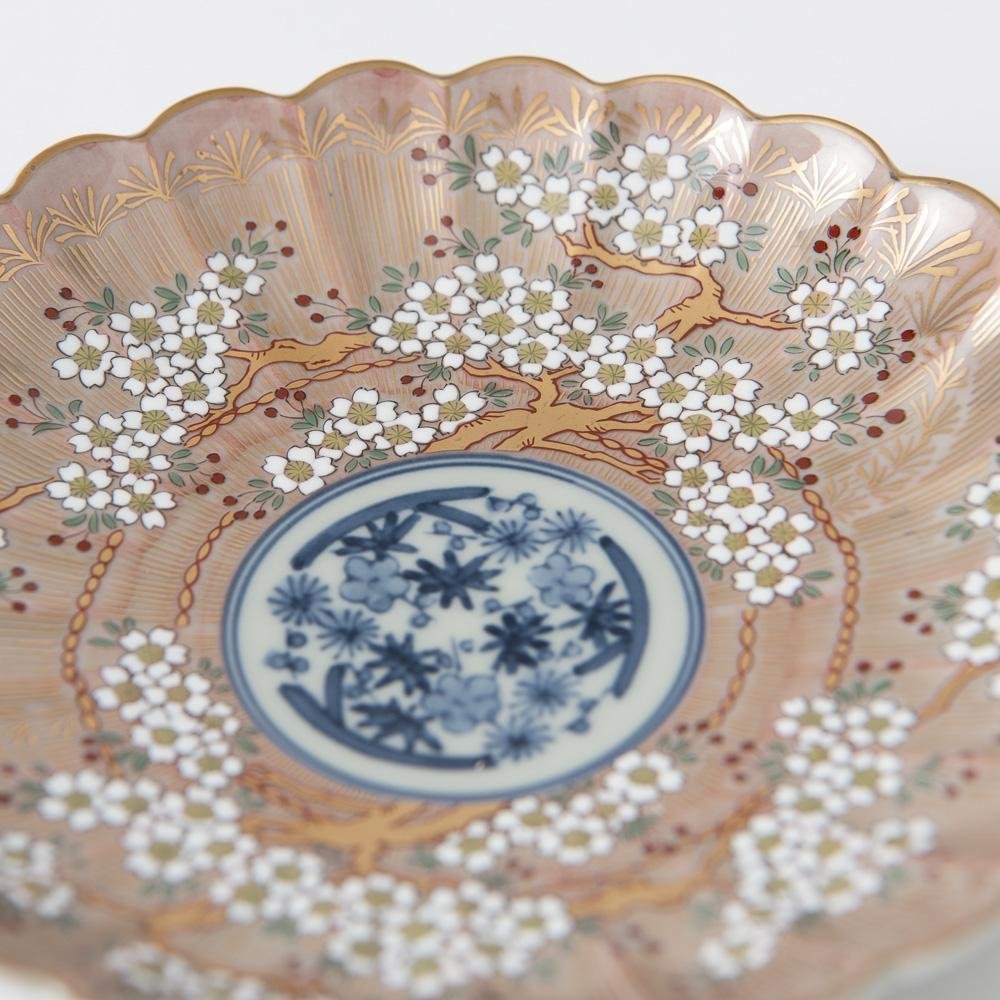 Rinkuro Kiln Old Imari Sakura Hasami Round Plate 6in - MUSUBI KILN - Quality Japanese Tableware and Gift